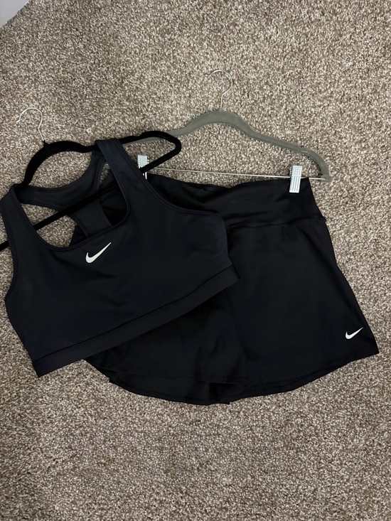 Nike Pants - Nike Black Sports Bra and Skort Set with White Swooshes